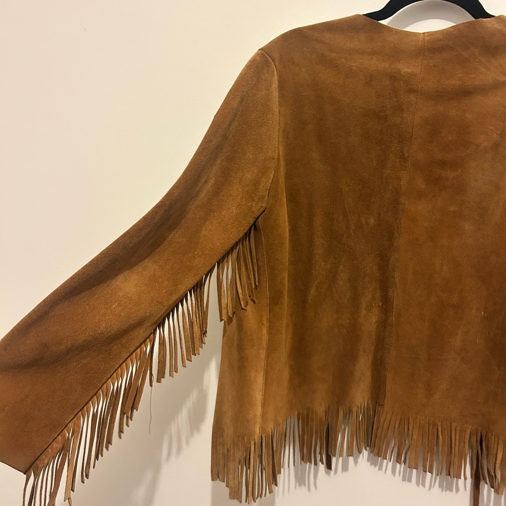 Fringe Tan Real Suede Leather Jacket